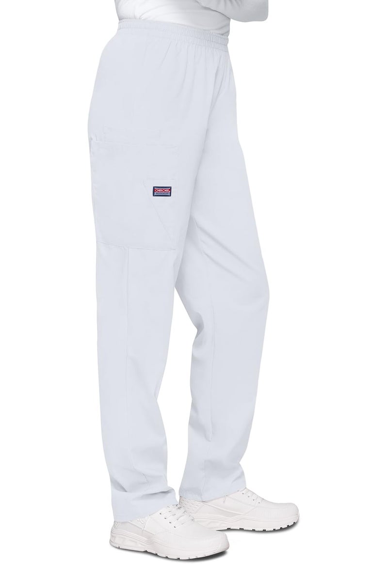 Cherokee Women's Size Workwear Elastic Waist Cargo Scrubs Pant, White, Small Tall - Image 5